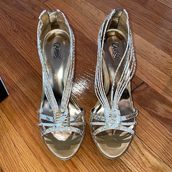 Carlos Santana Glint White Gold Strap Pump date wedding party birthday banquet - Picture 4 of 6